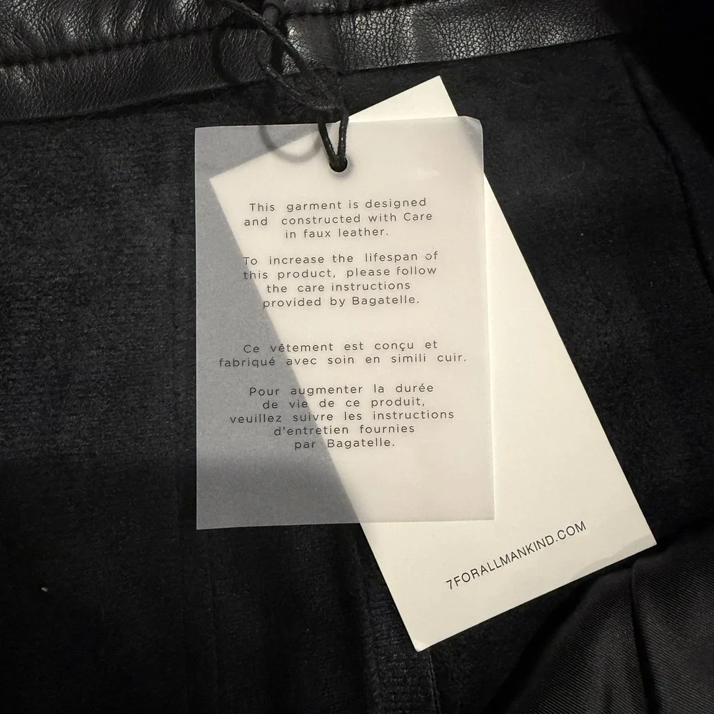 7 For All Mankind Midi Skirt Faux Leather Black Front Slit Size Large NWT - Picture 6 of 8